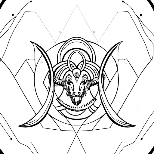 A Minimalist Design Of The Aries Zodiac Symbol With Waves In The Background