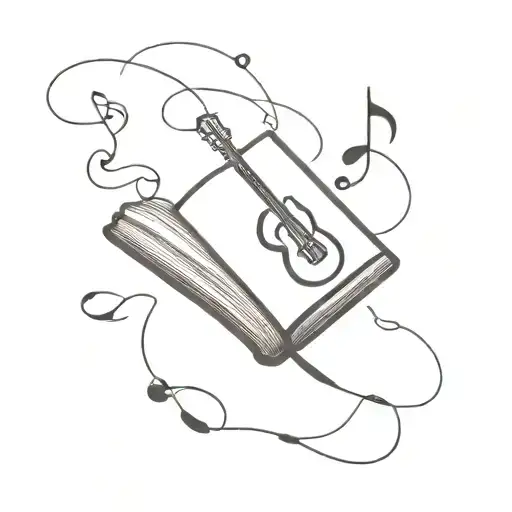 Open Book With Brain And Music Notes