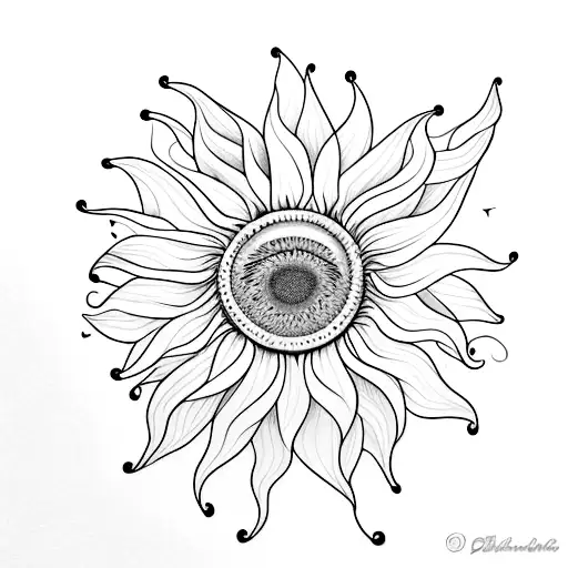 A Realistic Sunflower With Musical Notes Swirling Around It