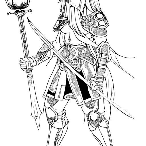 An Anime-style Aries Warrior With A Tulip Sword