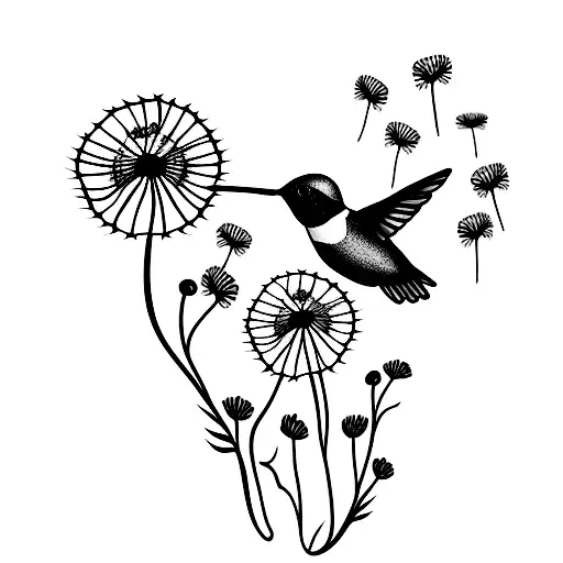 Hummingbird With Dandelion