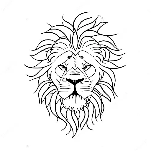 Lion Body With Flowers And Leaves Around