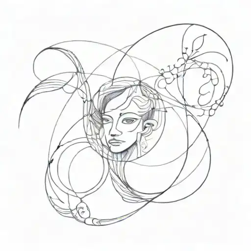 A Minimalist Blackwork Abstract Tattoo Design Depicting The Shadow Self And The Conscious Self