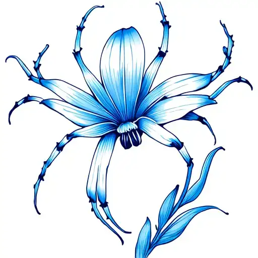 Blue Spider Lilly Flower Intertwined