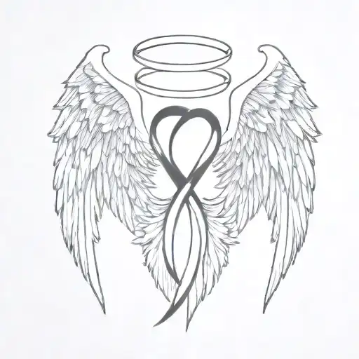 Angel Wings With Semicolon In The Middle Of The Wings And Infinity Symbol As Halo