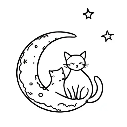 Moon And Cat Sitting