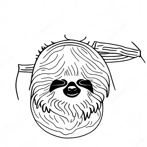 Sleeping Sloth On A Tree Branch