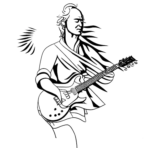 A Minimalist Silhouette Of Jimmy Page Playing A Guitar