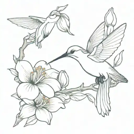 Humming Bird And Magnolia Flower