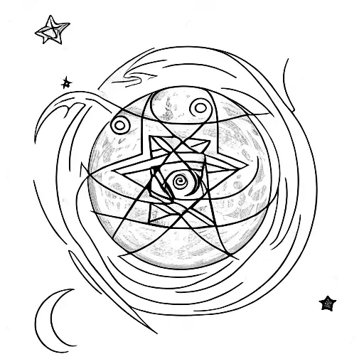 A Mystical Moon With A Trail Of Stars Forming The Word 'Mjm & Lsd'