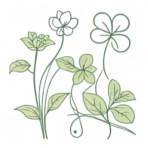 Clover Plant And Basil Plant Intertwined