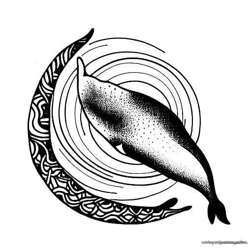 Whale And Jellyfish In Moon