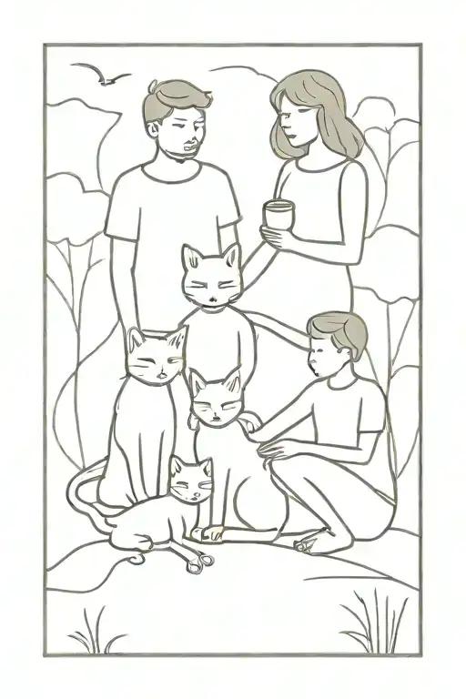 Family With Cat Playing