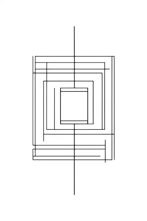 Clean Black And White Lines Tattoo Containing Square Pattern
