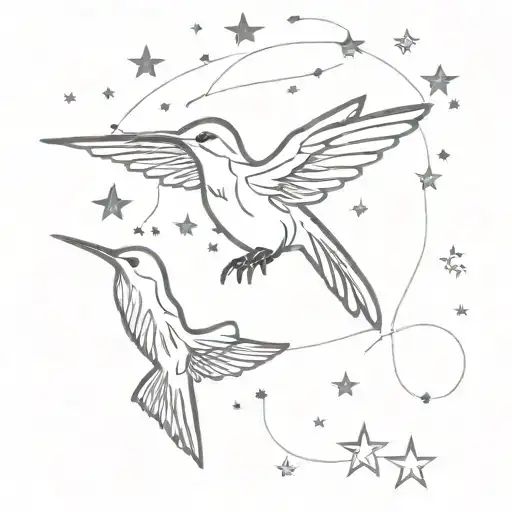 Hummingbird Surrounded By Stars