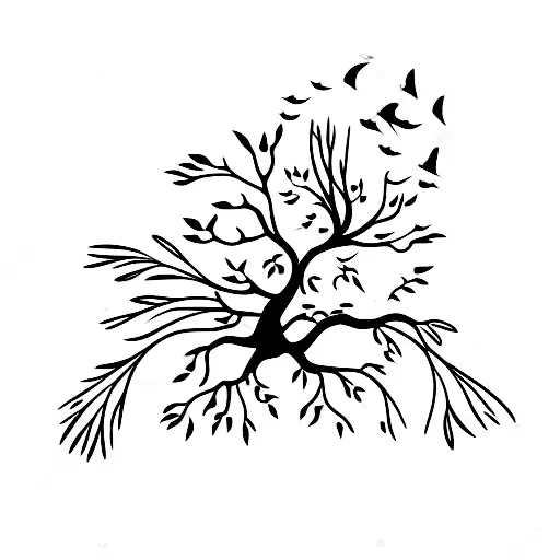 Pohutakawa Tree With Tui Bird