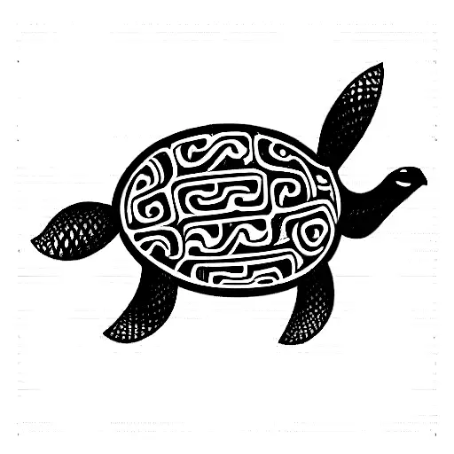 Maori Tribal Around A Turtle With Insights That This Design Was Made By An Ai