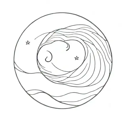 Cresent Moon With Waves Flowing