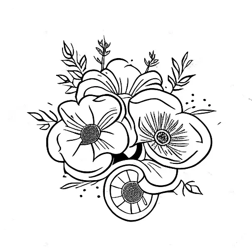 Italian Postage Stamp With A Violet Flower And Marigold Flower