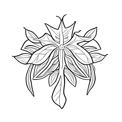 A Minimalist Design Of A Cannabis Leaf With Intricate Patterns