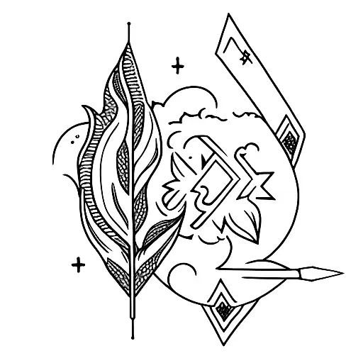 Forearm Moon With Leafs And Arrow Point