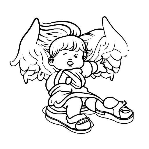Baby Angel Holding Shoes
