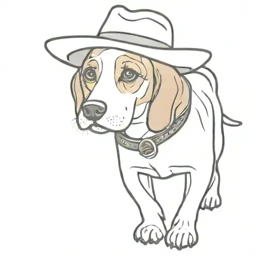 Beagle Wearing A Cowboy Hat Walking Away
