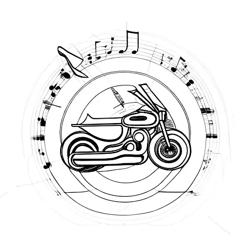 Sheet Music Forming The Shape Of A Motor Bike