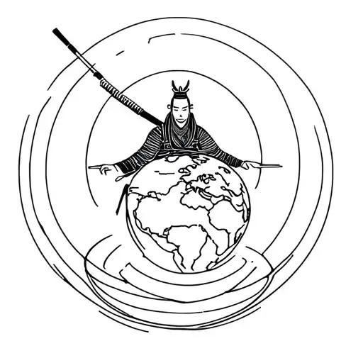 Samurai And Earth Globe