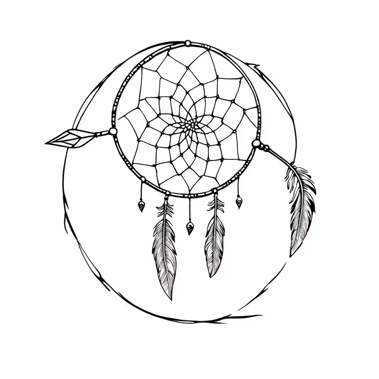 Arrow Holding Dream Catcher With Feathers