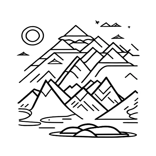 A Majestic Mountain Range With A Hidden Campsite Nestled In The Valleys