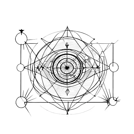 A Map Of Counts With Moon Phases Under And A Cardinal Directions And Geometric Lines