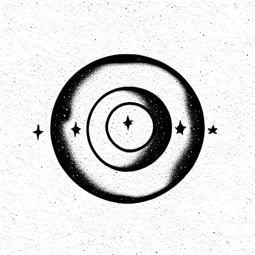 Solar System With Stars And Moon