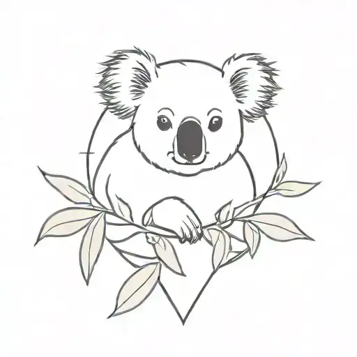 Outline Of A Compass Surrounded By Eucalyptus Leaves And To The North A Koala