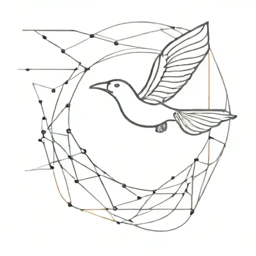 Minimalist Geometric Fine Line Bird Flying