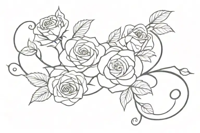 Fine Line Vine With Roses At All Stages Of Blooming