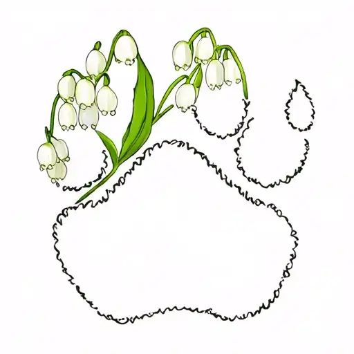 Paw Print With Lily Of The Valley Flower