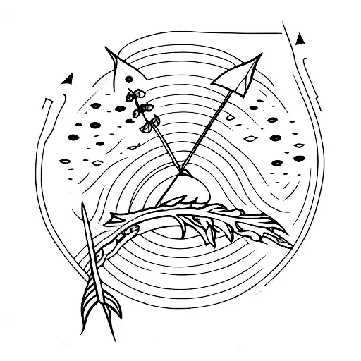 Long Moon With Leafs And Arrow Point