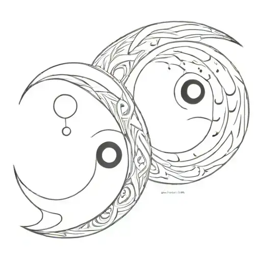 Sun And Moon In Ying Yang Shape