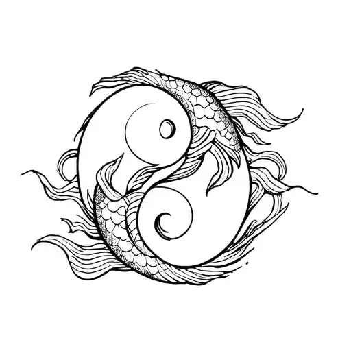 Koi Fish Yin Yang With Waves