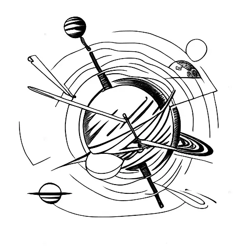 A Swing Set With The Planet Saturn Placed In The Sky