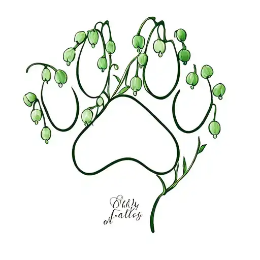 Paw Print With Lily Of The Valley Flower