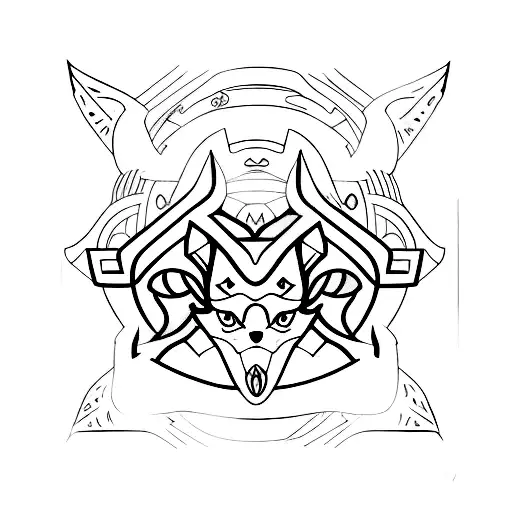 Kitsune With Hacker Symbol On The Forehead