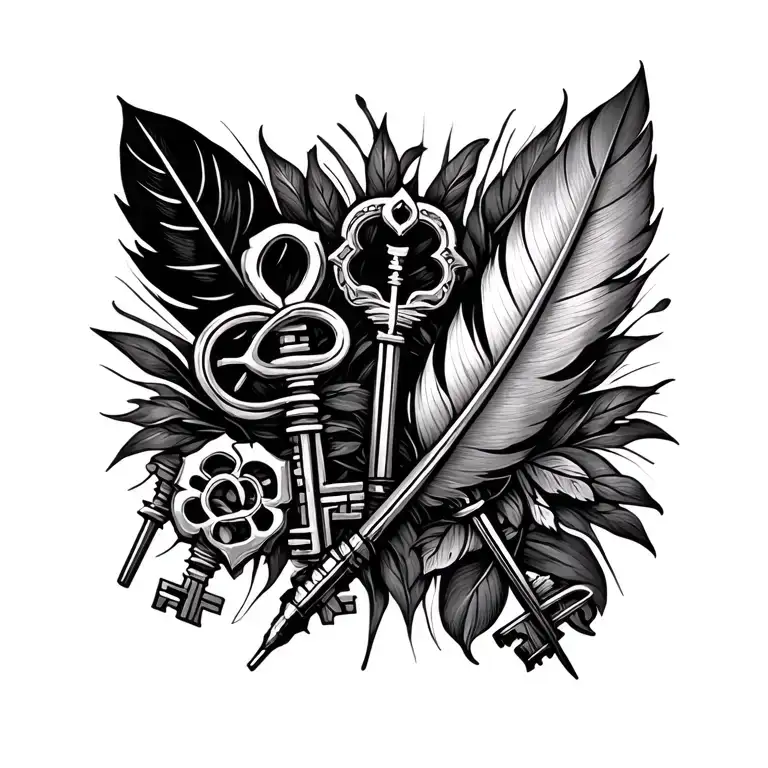 Keys & Quill Pen Writing