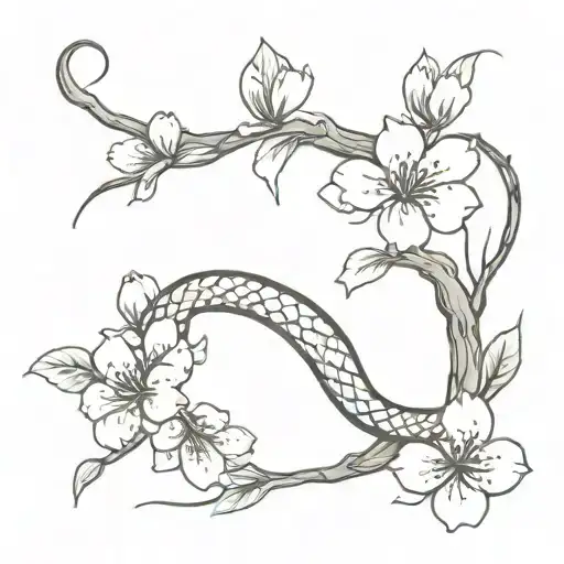 Snake And Cherry Blossom Branch Wrapped