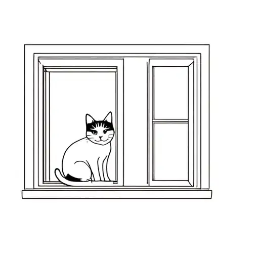 Cat On Window Looking