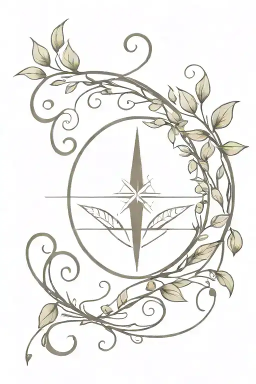 Compass Growing Vines And Leaves Forming The Shape Of An S