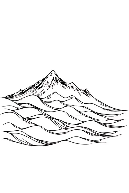 Mountain In The Middle Of The Waves