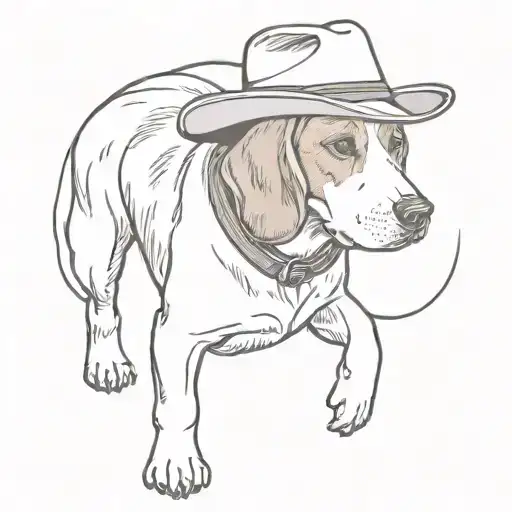 Beagle Wearing A Cowboy Hat Walking Away