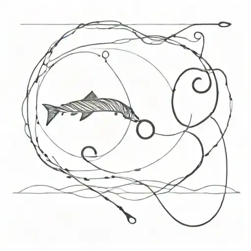 Fishing Line With Hook And Worm On It